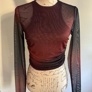 Sheer, multiple color long sleeve shirt